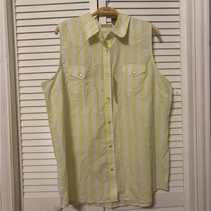 NWT Wranglers Sleeveless Button-Front Striped Shirt - Yellow & White
